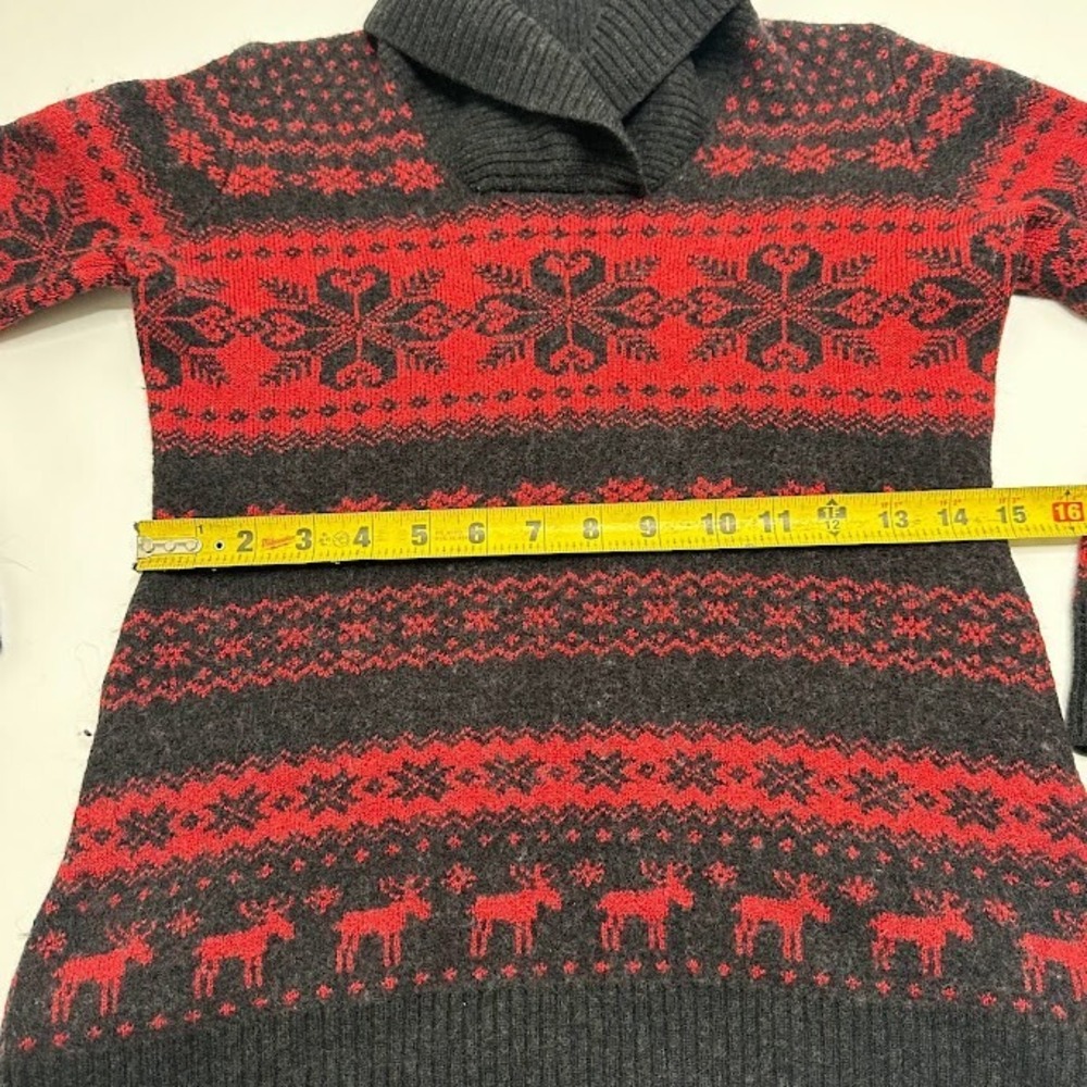 Krimson Klover Sweater Girls L Large 100% Merino Wool Red Black Moose Snowflake - Picture 5 of 8